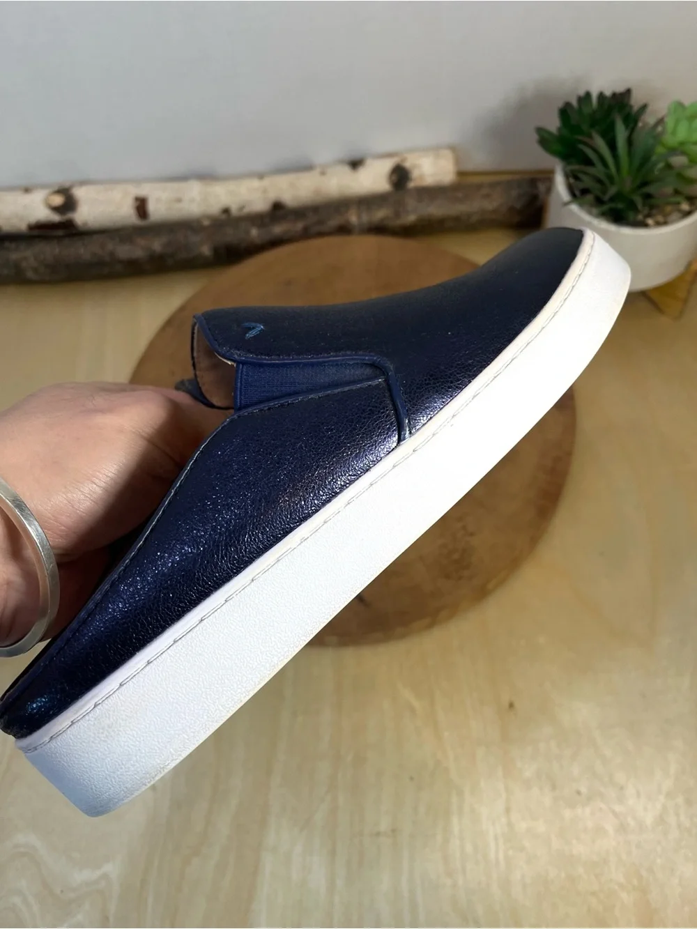 Vionic Splendid Dakota Metallic Navy Blue Slip On Sneaker Mule Shoes Size 8 - Picture 13 of 16
